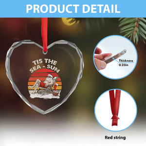 Tropical Xmas Heart Crystal Glass Ornament Tis The Sea Sun Santa At The Beach TS09 Print Your Wear