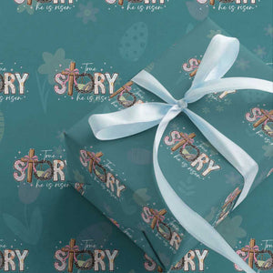 True Story He Is Risen Wrapping Paper Roll Christian Easter Day Religious Bible Verse TS11 Teal Print Your Wear