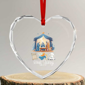 True Story Nativity Xmas Baby God Jesus Christian Heart Crystal Glass Ornament TS09 Transparent Glass 3'' Heart Print Your Wear