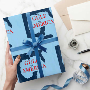 Trump America's Gulf Wrapping Paper Roll North America Map TS02 Light Blue Print Your Wear