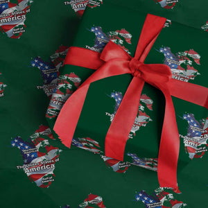 Trump America's Gulf Wrapping Paper Roll Northen America Map American Flag TS02 Green Print Your Wear