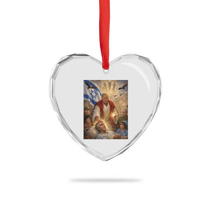 Trump as Jesus Heart Crystal Glass Ornament Divine Leader Meme Healing Scene Israel Flag TS11 Print Your Wear