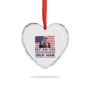 Trump Best Dad Ever Heart Crystal Glass Ornament Funny Father's Day Make Fatherhood Great Again USA Flag TS02 Print Your Wear