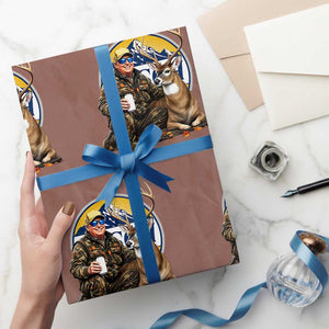 Trump Deer Hunting Wrapping Paper Roll Hunter Beer Drinking Retro Vintage TS02 Mocha Print Your Wear