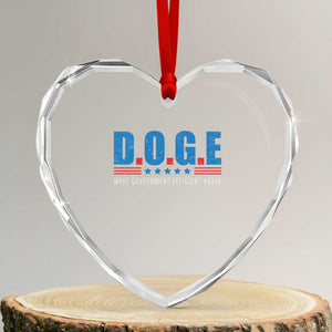 Trump Musk DOGE Heart Crystal Glass Ornament Make Government Efficient Again Vintage Stars Stripe TS11 Transparent Glass 3'' Heart Print Your Wear