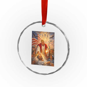 Trump The Healer Oil Painting Graphic Crystal Glass Ornament Sacred Heart Divine Mercy Political Parody TS02 Print Your Wear