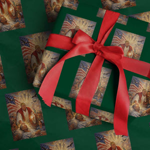 Trump The Healer Oil Painting Graphic Wrapping Paper Roll Sacred Heart Divine Mercy Political Parody TS02 Green Print Your Wear