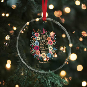 Trust in the Lord Proverbs 3:5 Floral Christian Crystal Glass Ornament Inspirational Bible Verse TS02 Print Your Wear