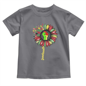 Juneteenth Toddler T Shirt Sunflower with Raised Fist Black History African American TS01 Charcoal Print Your Wear