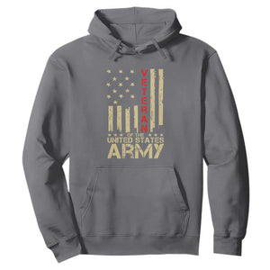 Patriotic U.S. Army Veteran Hoodie Vintage Red Line American Flag Military TS01 Charcoal Print Your Wear