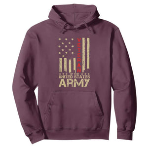 Patriotic U.S. Army Veteran Hoodie Vintage Red Line American Flag Military TS01 Maroon Print Your Wear