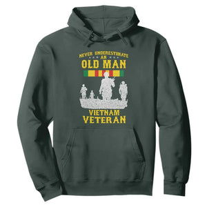 Never Underestimate an Old Man Vietnam Veteran Hoodie Patriotic Military Gift TS01 Dark Forest Green Print Your Wear