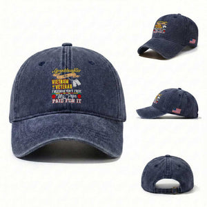 Proud Granddaughter of a Vietnam Veteran Washed Cotton Baseball Cap - Freedom Isn't Free, Patriotic Gift TS01 Washed Cap Universal Fit Navy Print Your Wear