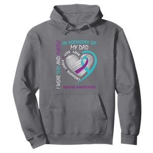 In Memory of My Dad Suicide Awareness Hoodie Teal and Purple Ribbon Remembrance Gift TS01 Charcoal Print Your Wear