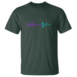 Suicide Prevention Awareness T Shirt - Semicolon Stay Strong Mental Health Solidarity Tee TS01 Dark Forest Green Print Your Wear