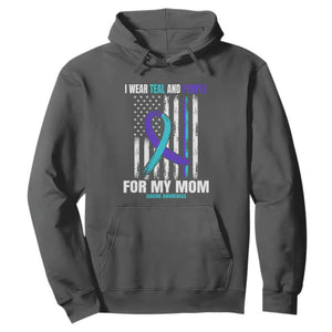 Suicide Awareness Hoodie I Wear Teal & Purple for Someone I Miss Flag Design TS01 Dark Heather Print Your Wear