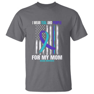 Suicide Awareness T Shirt I Wear Teal & Purple for Someone I Miss Flag Design TS01 Charcoal Print Your Wear