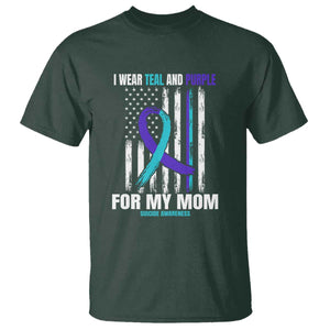 Suicide Awareness T Shirt I Wear Teal & Purple for Someone I Miss Flag Design TS01 Dark Forest Green Print Your Wear