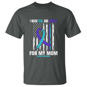 Suicide Awareness T Shirt I Wear Teal & Purple for Someone I Miss Flag Design TS01 Dark Heather Print Your Wear