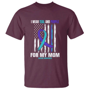 Suicide Awareness T Shirt I Wear Teal & Purple for Someone I Miss Flag Design TS01 Maroon Print Your Wear