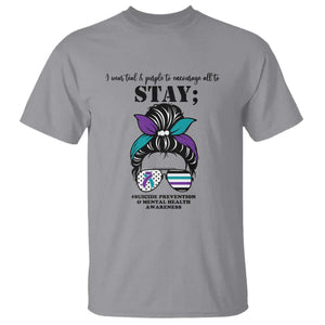 Mental Health Support T Shirt Suicide Prevention Awareness - Messy Bun Design TS01 Sport Gray Print Your Wear