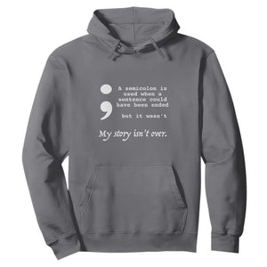 Suicide Prevention Awareness Hoodie Semicolon Symbol for Mental Health Support TS01 Charcoal Print Your Wear