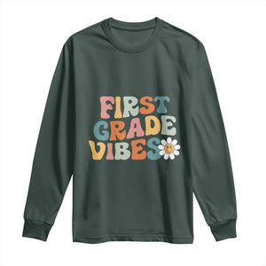 Retro 1st Day of School Long Sleeve Shirt First Grade Vibes 1st Grade Team