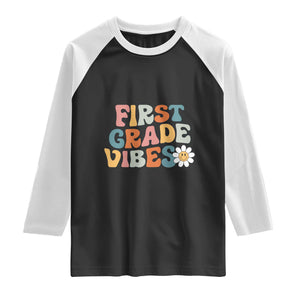 Retro 1st Day of School Raglan Shirt First Grade Vibes 1st Grade Team