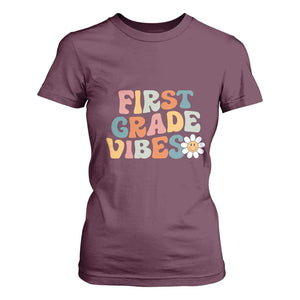 Retro 1st Day of School T Shirt For Women First Grade Vibes 1st Grade Team