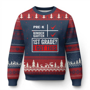 Boys and Girls First Day of First Grade Ugly Christmas Sweater Back to School