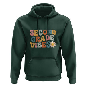 Retro Second Grade Vibes Hoodie 2nd Grade Team, 1st Day of School TS01 Dark Forest Green Print Your Wear