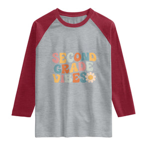 Groovy Retro Second Grade Vibes Raglan Shirt Back to School 2nd Grade Team