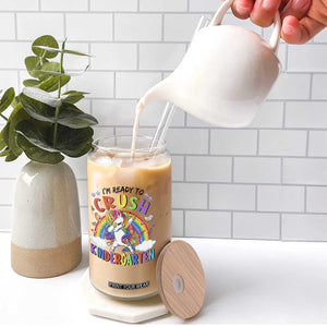 Ready to Crush Kindergarten Cute Girls Glass Can First Day Back to School