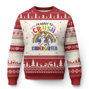 Ready to Crush Kindergarten Cute Girls Ugly Christmas Sweater First Day Back to School