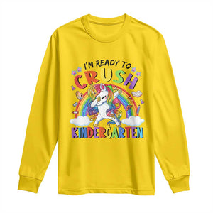 Ready to Crush Kindergarten Cute Girls Long Sleeve Shirt First Day Back to School