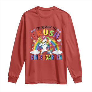 Ready to Crush Kindergarten Cute Girls Long Sleeve Shirt First Day Back to School