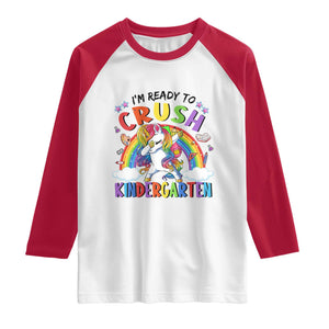 Ready to Crush Kindergarten Cute Girls Raglan Shirt First Day Back to School