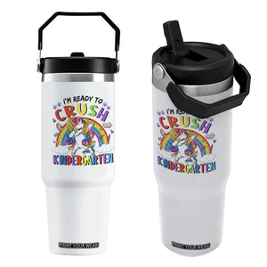 Ready to Crush Kindergarten Cute Girls Flip Straw Tumbler First Day Back to School