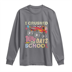 I Crushed 100 Days of School Monster Truck Long Sleeve Shirt Cool Back to School Boys Gift