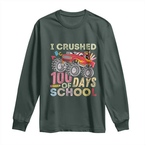 I Crushed 100 Days of School Monster Truck Long Sleeve Shirt Cool Back to School Boys Gift