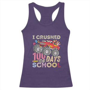 I Crushed 100 Days of School Monster Truck Racerback Tank Top Cool Back to School Boys Gift