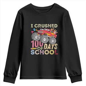 I Crushed 100 Days of School Monster Truck Youth Sweatshirt Cool Back to School Boys Gift