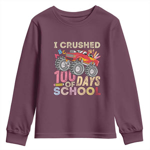 I Crushed 100 Days of School Monster Truck Youth Sweatshirt Cool Back to School Boys Gift