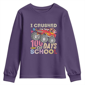 I Crushed 100 Days of School Monster Truck Youth Sweatshirt Cool Back to School Boys Gift