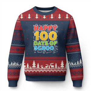 Happy 100 Days of School Ugly Christmas Sweater Cute Celebration Gift for Teachers and Kids
