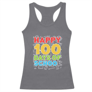 Happy 100 Days of School Racerback Tank Top Cute Celebration Gift for Teachers and Kids