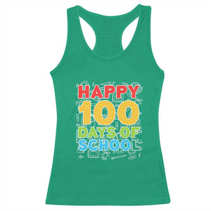 Happy 100 Days of School Racerback Tank Top Cute Celebration Gift for Teachers and Kids