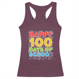 Happy 100 Days of School Racerback Tank Top Cute Celebration Gift for Teachers and Kids