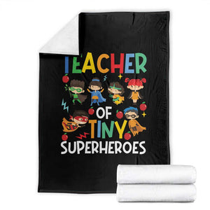 Teacher of Tiny Superheroes Throw Blanket Funny 100th Day of School
