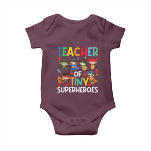 Teacher of Tiny Superheroes Baby Onesie Funny 100th Day of School